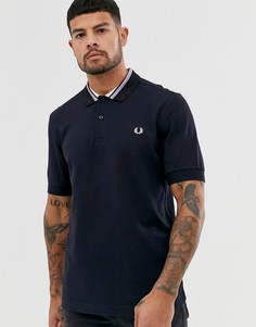 Темно-синее поло из пике с полосками на воротнике Fred Perry - Темно-синий