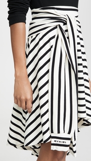 Sonia Rykiel Striped Jersey Asymmetrical Skirt