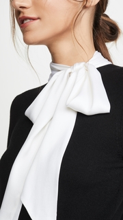 alice + olivia Justina Tie Neck Combo Long Sleeve Pullover