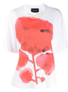 Simone Rocha футболка с цветочным принтом и искусственным жемчугом