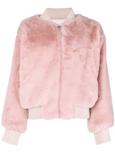 Chiara Ferragni logo backed fur bomber