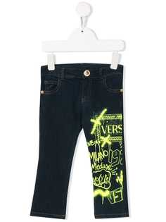 Young Versace logo print skinny jeans