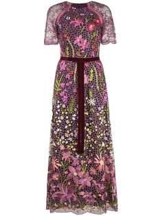 Marchesa Notte коктейльное платье с цветочной вышивкой