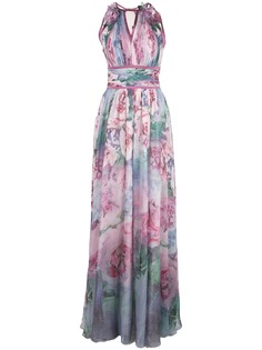 Marchesa Notte шифоновое вечернее платье с цветочным принтом