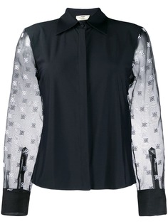 Fendi блузка с прозрачными рукавами и монограммой
