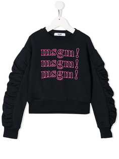 Msgm Kids logo embroidered sweatshirt