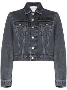 Helmut Lang logo embroidered cropped denim jacket