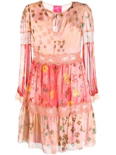 Blumarine платье с кружевной вставкой и принтом