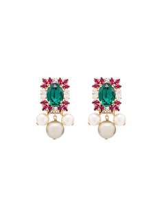 Anton Heunis crystal cluster pearl-drop earrings