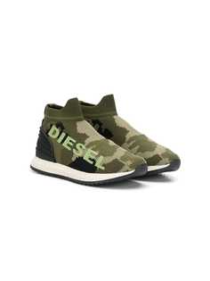 Diesel Kids camouflage print sneakers