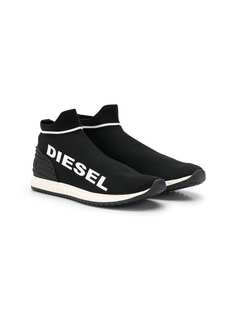 Diesel Kids logo print sneakers