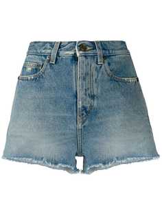 Saint Laurent fringed hem denim shorts