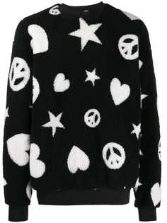 Love Moschino star and heart-print fleece sweatshirt