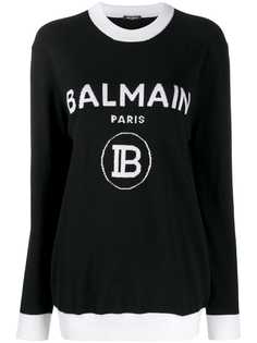 Balmain свитер с логотипом вязки интарсия