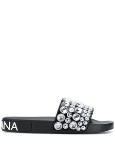 Dolce & Gabbana шлепанцы с кристаллами