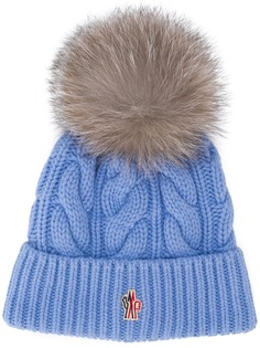 Moncler Grenoble fox fur pom pom beanie hat