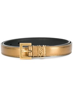 Saint Laurent metallic monogram detail belt