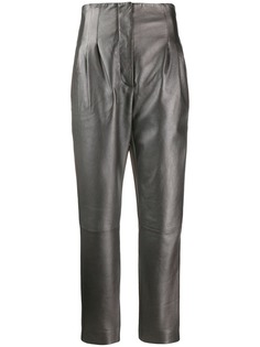 Alberta Ferretti high waisted leather trousers