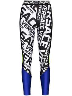 Versace logo-print panelled leggings