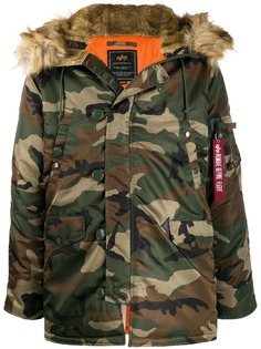Alpha Industries camouflage print parka coat
