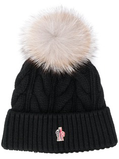 Moncler Grenoble fox fur pom pom beanie hat
