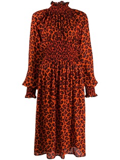 MSGM платье с объемными рукавами и анималистичным принтом