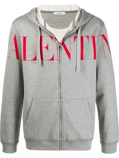 Valentino logo print zipped hoodie