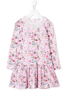 Monnalisa платье с длинными рукавами и цветочным принтом