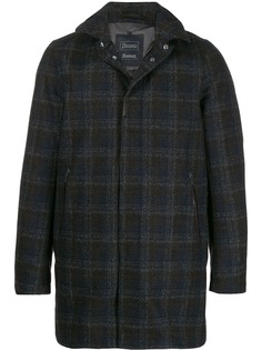 Herno check hooded coat