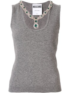 Moschino bejeweled collar tank top