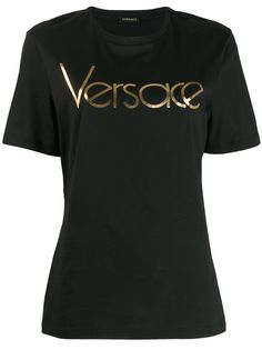 Versace футболка с логотипом металлик
