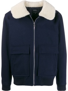 A.P.C. contrast-collar bomber jacket