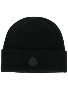 Moncler logo patch beanie