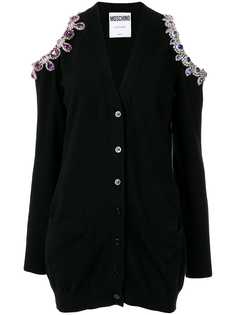 Moschino bejeweled cold shoulder cardigan