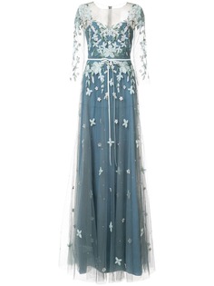 Marchesa Notte floral-appliquéd gown