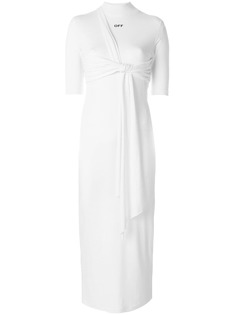 Off-White длинное платье с деталью с узелком