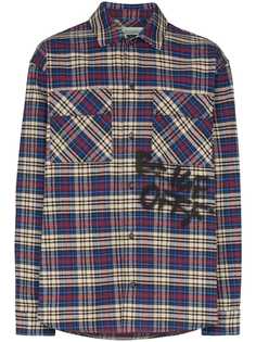 Off-White check graffiti-logo shirt