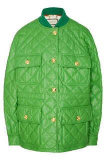 Кожаная куртка зеленого цвета Gucci