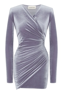 Платье стального цвета с драпировкой Alexandre Vauthier