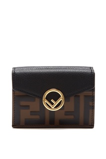 Кожаный кошелек с золотистым логотипом Fendi