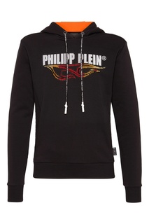 Черное худи с контрастной отделкой Philipp Plein