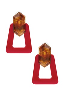 Янтарные серьги с красными подвесками Aloud