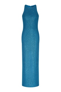 Длинное голубое платье с пайетками St. John
