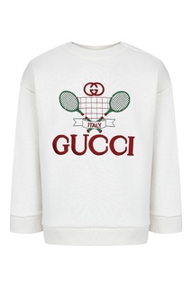 Белый джемпер с вышивкой Gucci Kids