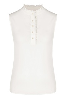 Белая шелковая блузка с рюшей Claudie Pierlot