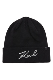Черная шапка с вышивкой Karl Lagerfeld