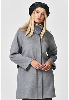 Полушерстяное пальто с отделкой мехом кролика Acasta