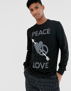 Черная футболка с длинным рукавом Love Moschino peace love - Черный
