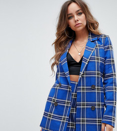 Комбинируемый oversize-блейзер в клетку синего цвета Missguided - Синий