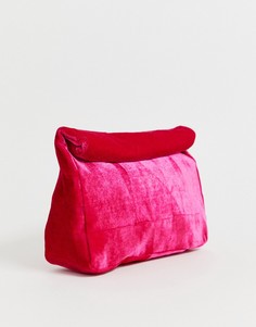Бархатный клатч с отворотом в верхней части ASOS DESIGN - Розовый